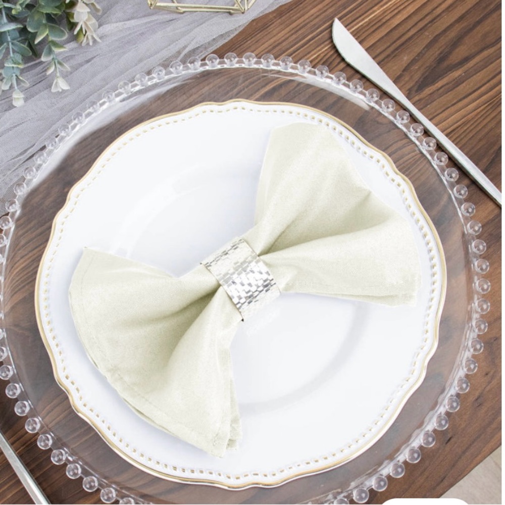 110 count ivory clothes seamless cloth dinner napkins wrinkle resistant 17 by 17
